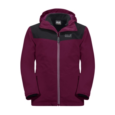 Jack Wolfskin Kurtka zimowa Snowfrost 3w1 (wodoodporna i wiatroszczelna, ciepła wewnętrzna kurtka polarowa) rubinowa dziecięca